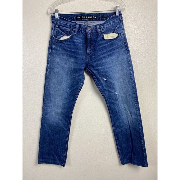 Ralph Lauren Black label Blue Denim Jeans Mens size 30x32 Slim Straight Cotton